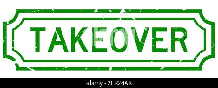 Grunge green takeover word rubber seal stamp on white background Stock Vector