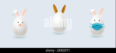 Realistic Easter eggs in the form of rabbits.Vector Stock Vector