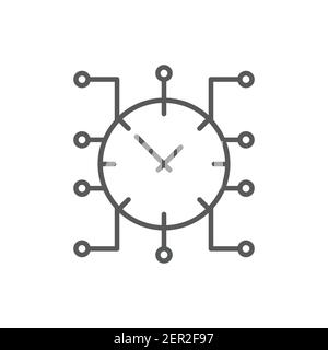 Real time icon, color, line, outline vector sign, linear style pictogram isolated on white. Symbol, logo illustration Stock Vector