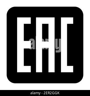 EAC sign, single icon product mark package. Euroasion symbol isolated on white background. Control information illustration . Stock Vector