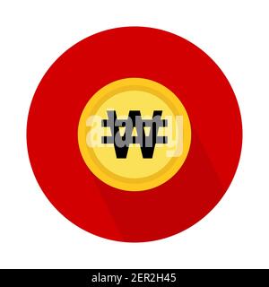 Won coin icon, money bank flat design, finance symbol for web, logo, app vector illustration . Stock Vector