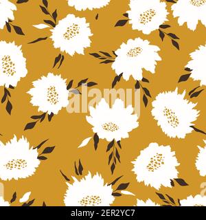 Floral seamless pattern with hand drawn color roses. Cute summer background with flowers and leaves. Modern floral compositions. Fashion vector stock Stock Vector
