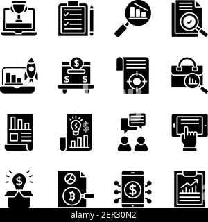 Business and Infographic Solid Icons Pack Stock Vector