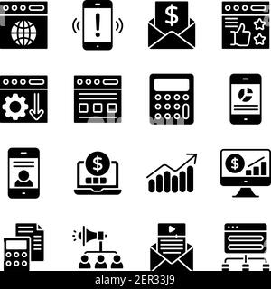 Seo and Web Solid Icons Pack Stock Vector