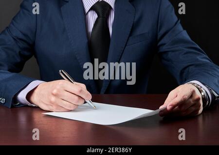 businessman sign a document. business contract or agreement concept Stock Photo