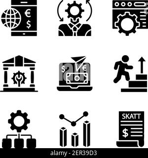 Pack of Management Solid Icons Stock Vector