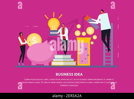 Freelance business concept flat background composition with editable text and human characters with icons and silhouettes vector illustration Stock Vector