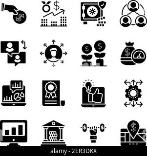Business and Finance Solid Icons Pack Stock Vector
