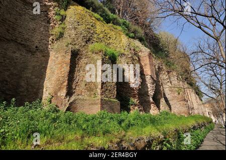 Italy, Rome, Caelian Hill, ruins of the roman temple of Claudius, east side Stock Photo