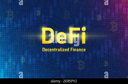 Defi crypto currency on system background.Futuristic concept.vector and illustration Stock Vector