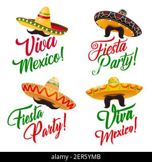 Mexican sombrero hats with mustache set Stock Vector Image & Art - Alamy