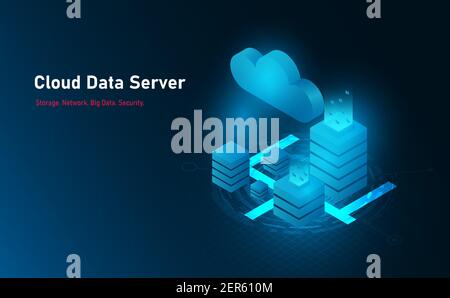 Data Server hologram on grid.Futuristic concept.vector and illsutration Stock Vector