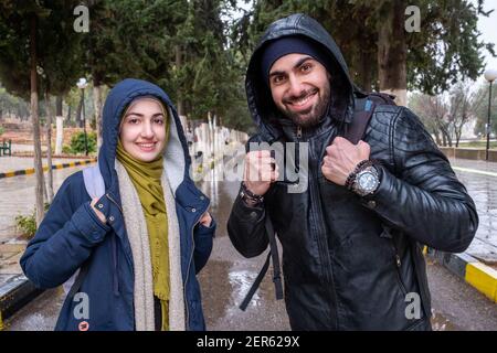 Happy family at the university having a good time Stock Photo