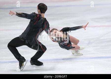 THE HAGUE, NETHERLANDS - FEBRUARY 28: Nika Osipova and Dmitry Epstein of The Netherlands compete in the figure skating pairs free skate program on Day 4 during the Challenge Cup 2021 match between  and  at De Uithof on February 28, 2021 in The Hague, Netherlands (Photo by Gerrit van Keulen/Orange Pictures) Stock Photo