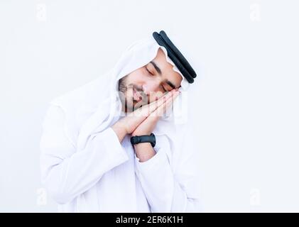 Arabic man sleeping and taking a nap Stock Photo