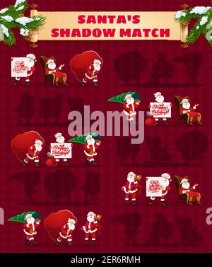 educational shadow activity with cartoon Santa Claus Stock Vector Image ...