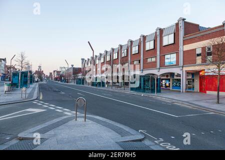 Stockton on Tees,UK. 28th February 2021. Stockton Council are planning on knocking down half their High Street , including the Castlegate Centre and replacing it with a Riverside park to open up the riverside area for leisure and recreation. David Dixon/Alamy Stock Photo