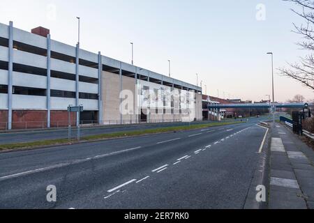 Stockton on Tees,UK. 28th February 2021. Stockton Council are planning on knocking down half their High Street , including the Castlegate Centre and replacing it with a Riverside park to open up the riverside area for leisure and recreation. David Dixon/Alamy Stock Photo