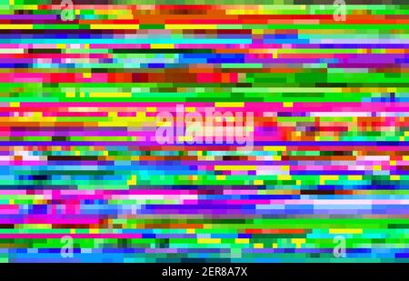 Abstract background with glitch effect, vector distorted glitch effect, no signal TV frame. Distortion, glitched colored horizontal stripes and random Stock Vector