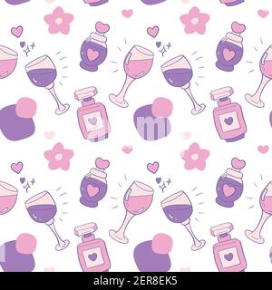 8 march, international women's day themed seamless pattern made of hand drawn vector illustrations. Stock Vector