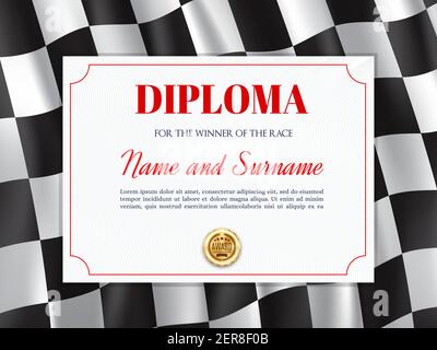 Race participation diploma, certificate vector template. Award border ...