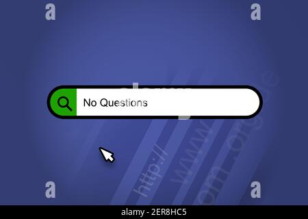 No Questions - search engine, search bar with blue background Stock Photo