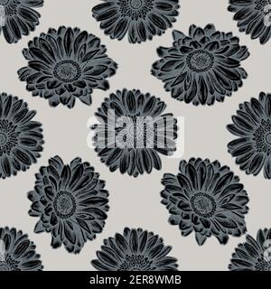 Seamless pattern with hand drawn stylized gerbera Stock Vector