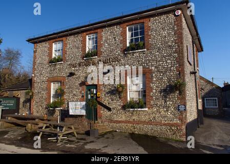 The Star and Garter Pub in the village of East Dean situated in the beautiful countryside of West Sussex. Stock Photo