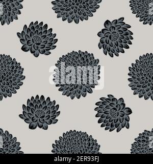 Seamless pattern with hand drawn stylized dahlia Stock Vector