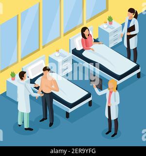 Tuberculosis prevention isometric background with hospital treatment symbols vector illustration Stock Vector