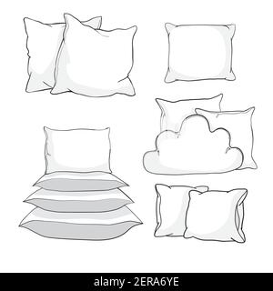 Set pillow, cushion vector illustration on a white background Stock Vector