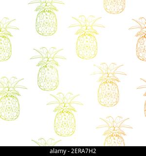 Cute Pineapple Glasses Pattern, Fruit Pattern, Seamless Pattern, Background. Vector Illustration Stock Vector