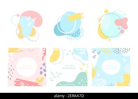 Abstract pastel geometric shapes lines circles set, simple artwork geometry collection Stock Vector