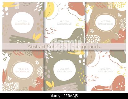 Abstract background in nature colors, geometric shapes set, contemporary art design Stock Vector