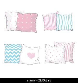 Set pillow, cushion vector illustration on a white background Stock Vector