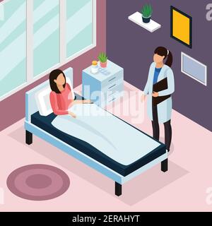 Tuberculosis prevention isometric composition  with hospital treatment symbols vector illustration Stock Vector