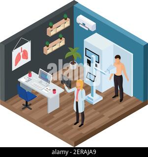 Tuberculosis prevention isometric concept  with lungs test symbols vector illustration Stock Vector