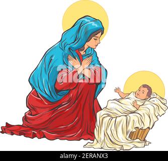 saint Mary mother of jesus Stock Vector