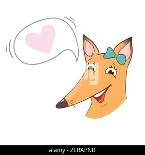 Vector illustration of cute fox and text. Childish background with smiling cartoon character. Stock Vector