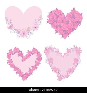 Set of unique hand drawn hearts. Set of vector hand icons. Illustration isolated on white background. Stock Vector