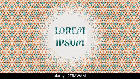 Background geometric pattern Moroccan mosaic.Broken orange tile with space text Stock Vector