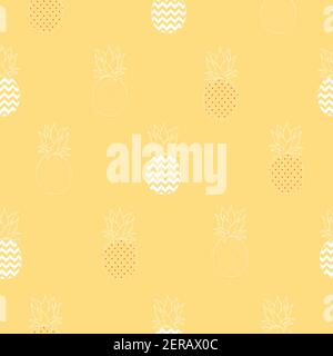 Vector Seamless Pattern with Pineapples black silhouettes. Stock Vector