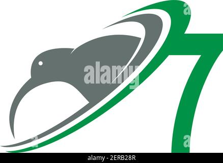 Number 7 with kiwi bird logo icon design vector illustration Stock Vector