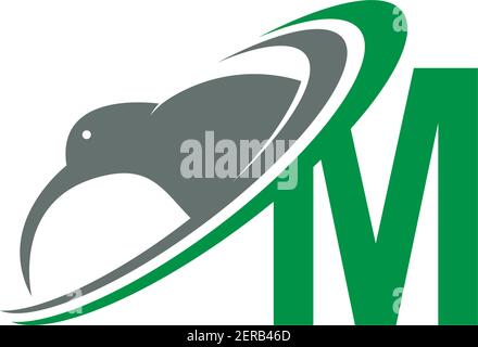Letter M with kiwi bird logo icon design vector illustration Stock Vector