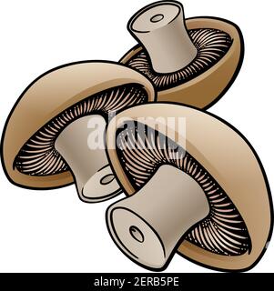 Mushroom Vegetable Cartoon Illustration Stock Vector
