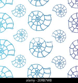 Seashell seamless pattern. Scallop vector background. Vector Illustration Stock Vector