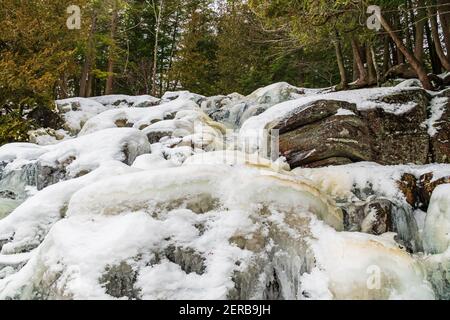 Muskoka Falls and Bracebrige Conservation Area Algonquin Highlands Bracebridge Ontario Canada in winter Stock Photo