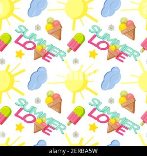 funny summer vector seamless pattern Stock Vector