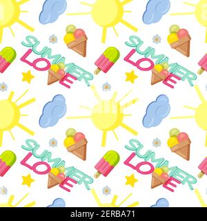 funny summer vector seamless pattern Stock Vector