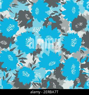 Floral seamless pattern with hand drawn color roses. Cute summer background with flowers and leaves. Modern floral compositions. Fashion vector stock Stock Vector